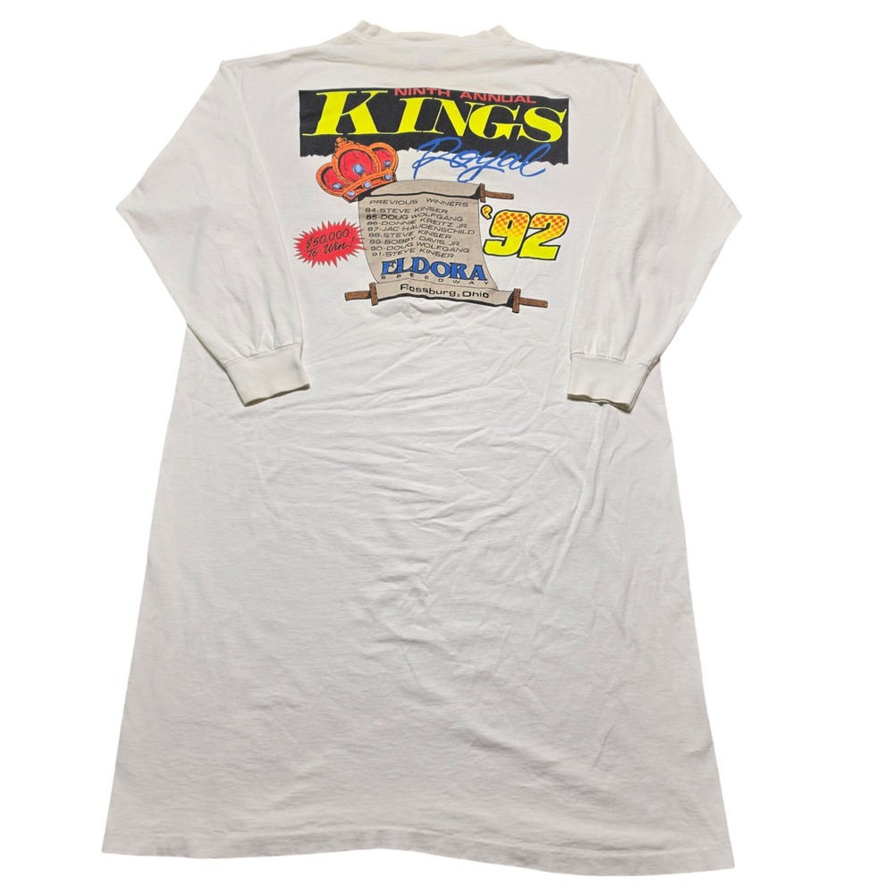 VINTAGE Anvil Kings Royal Eldora Speedway Nightshirt OS White‎ 1992 Racing